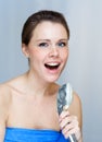 Woman singing in the shower Royalty Free Stock Photo