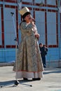 Woman sings the song. National Unity Day in Russia Royalty Free Stock Photo