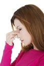 Woman with sinuses pain Royalty Free Stock Photo