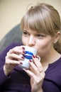 Woman sipping coffee