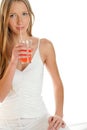 Woman sipping juice Royalty Free Stock Photo