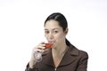 Woman sipping wine