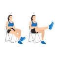 Woman sit on the chair and doing Straight leg alphabet writing lift