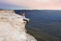 Emotive woman in mountains dusk Live your life to the full Royalty Free Stock Photo