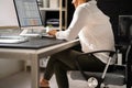 Woman Sitting In Bad Posture Working On Computer Royalty Free Stock Photo