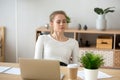 Woman sitting at the desk at office and sleeping Royalty Free Stock Photo