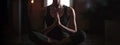 Woman Sitting And Doing Yoga Pose. Generative AI