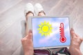 Heat wave concept on a tablet Royalty Free Stock Photo