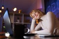 Woman sleeping at her desk while working late Royalty Free Stock Photo