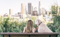 Woman sitting with her dog Royalty Free Stock Photo