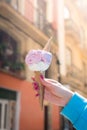 Stylish hipster woman holding an ice cream in her hand. Summer Royalty Free Stock Photo