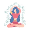 Woman is sitting in lotus position. The concept of meditation, health benefits for the body, control over the mind and emotions Royalty Free Stock Photo