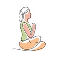 Woman sitting in lotus position and meditating Royalty Free Stock Photo