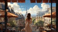 Woman sitting in a Paris cafe