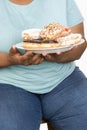Woman Sitting With Plate Of Donuts