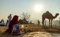 Woman sitting at pushkar camel festival