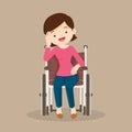 Woman is sitting in a wheelchair.female patient in wheelchair