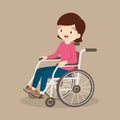 Woman is sitting in a wheelchair.female patient in wheelchair