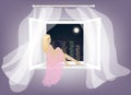 Woman sitting on the window Royalty Free Stock Photo