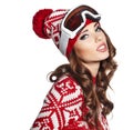Woman with ski goggles Royalty Free Stock Photo