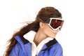 Woman ski goggles look side Royalty Free Stock Photo