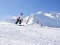 The woman is skiing at a ski resort Royalty Free Stock Photo