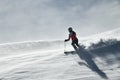 Woman skiing on snowy hill at Breckenridge ski resort. Extreme winter sports. Royalty Free Stock Photo