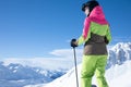 Woman is skiing in a winter paradise Royalty Free Stock Photo
