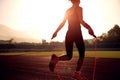 Woman skipping rope during sunny morning Royalty Free Stock Photo