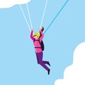 woman skydiver in air avatar character