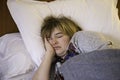 Woman sleeping in bed Royalty Free Stock Photo