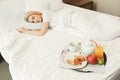 Woman sleeping while the breakfast is ready