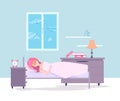 Woman sleeping in her bed. Lady sleep in his room. Royalty Free Stock Photo