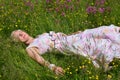 Woman Sleeping in Summer Dress Royalty Free Stock Photo