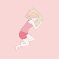 a woman sleeps. illustration cartoon art style