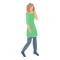 Woman smartphone talking icon, isometric style