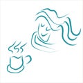 Woman Smell Good Coffee Line design