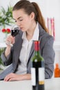 Woman smelling aroma wine