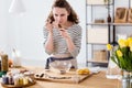 Woman smelling essential oil Royalty Free Stock Photo