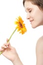 Woman smelling flower Royalty Free Stock Photo