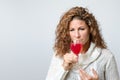 Woman smelling at a glass of wine Royalty Free Stock Photo