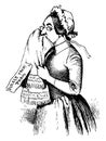 Woman Smelling Towel, vintage illustration