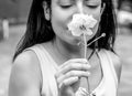 Woman Smelling White Rose Royalty Free Stock Photo