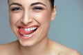 Woman smile. Teeth whitening. Dental care. Royalty Free Stock Photo