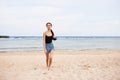 woman sea lifestyle young travel sun running sunset smile summer beach