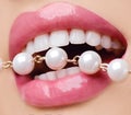 Woman smiles showing white teeth Royalty Free Stock Photo