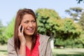 Woman smiling while looking towards her left side Royalty Free Stock Photo