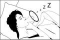 Cartoon illustration of snoring woman