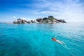 Woman snorkling at Similan Island .Andaman sea thailand, Great f