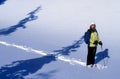 Woman Snowshoeing Winter Snow Path